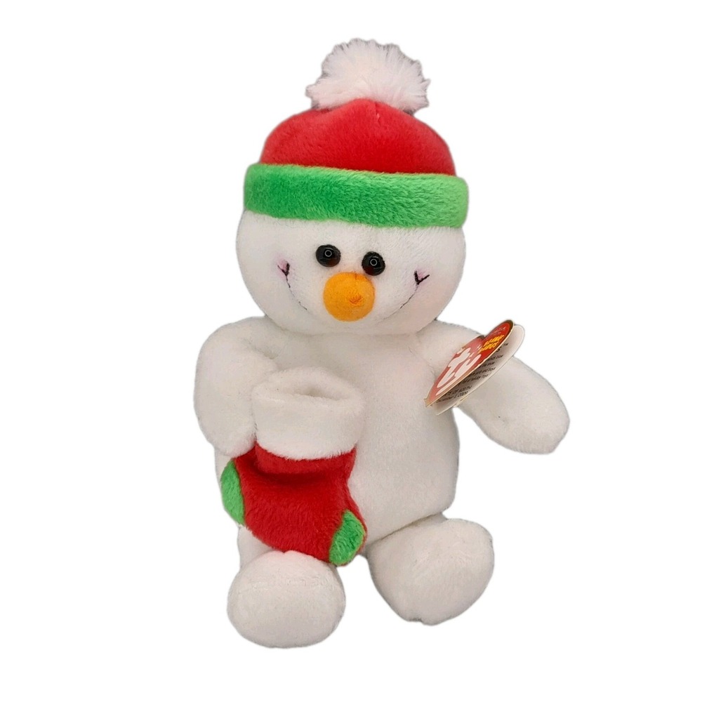 Ty Beanie Baby Stockings the Snowman Plush 7.5" Holiday Stuffed Animal